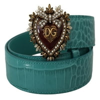 Dolce Gabbana plava kožna zlatna pobožnost kaiš za kopče srca