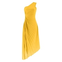 Ljetna haljina za žene Elegantne jedno rame bez rukava navija se čvrsta boja asimetrična haljina za