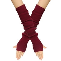Ženske rukavice za ručni ruk toplije zamijenilo čvrste pletene rukavice bez prstiju, vino, jedna veličina
