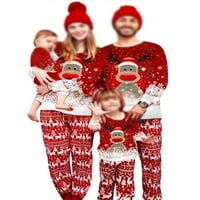 Božićna porodica pidžama je postavila lounge dugih rukava crvena mama 2xl