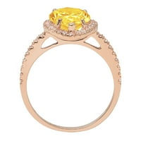 2.38ct kruška od žuti prirodni citirani 18K ružičasto zlato Angažovanje halo prstena veličine 8.5