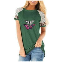 Tuphregyow ženska majica casual bluza y2k odjeća plus veličine T majice za žene prugasti leopard leptir