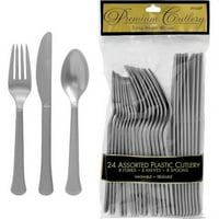 Silver Premium plastični set za pribor za jelo 24ct