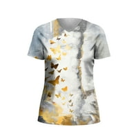 Ženski vrhovi V-izrez cvjetna bluza Loose Wome Ljeto kratkih rukava siva 2xl