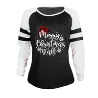Božićna odjeća za žene smiješno Santa Claus Snowflake Print T-majice Dame Jeseni zimski pulover vrhove