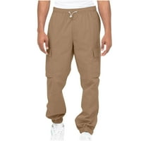 Teretne hlače Štednja Ahomtoey Men Solid Ležerne prilike višestruki džepovi Vanjske fitness hlače Teretne