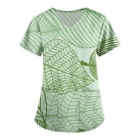 Ženski vrhovi Ženski personalizirani ispis kratkih rukava V-izrez V-izrez Radne majice Mint Green L