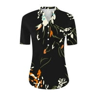 Ženski vrhovi Ženski V-izrez Grafički grafički otisci Ladies Bluzes Ljetne košulje za žene Black XL