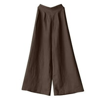 Ženska ljetna čvrsta boja plus veličine pamučne i posteljine hlače Ležerne labave pantalone