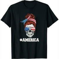 Američke žene u SAD-u Flag zastava Neusvjetna lepinja Skull mama 4. ženska grafička majica, kratki rukav