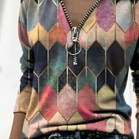 Ženske vrhove Henley ispisane bluze casual ženske ljetne rukave s rukavima s više boja 2xl