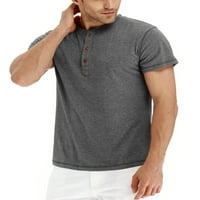 Muška majica Henley s kratkim rukavima pamučna majica Muška majica
