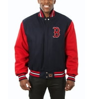 Muška JH dizajn mornarica crvena bostonska crvena tako velika i visoka sve-vunena jakna s vezenim logotipom