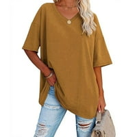 Ženske bluze Ženska plus bluza plus plus veličina Slijede majice V-izrez Ljetni vrhovi žuti xxl
