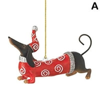Dog Božićno star Ornament Funny Jachhund pas Viseći privjesak 2D ravni oblik Puppne Ornament Ornament