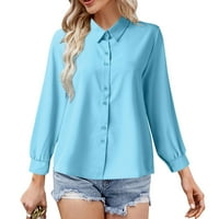 Ženske košulje dugih rukava Čvrsta boja okrugli vrat Modni labavi jesenski uredski tasteri Ljetne bluze