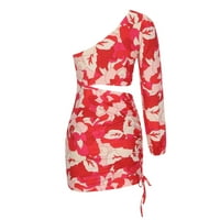 Ljetne haljine za prodaju za žene za žene s dugim rukavima cvjetni uzorak odjeća jedno rame Off Slash