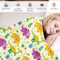 Pokrivač crtani dinosauri ispisani super mekani bebi pokrivač za pranje lagane luksuzne ugodne topline tkanine za kauč na razvlačenje kauč