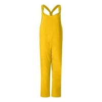 Moda Retro boemska umjetnost labava casual velike posteljine pantalone za hlače, žute, l