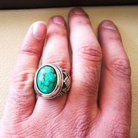 Tibetanski tirkizni prsten, srebrni prsten, srebrni prsten, očev dan, prirodni tirkizni, decembar roštilj,