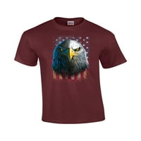 Ćelavi orao zuri sa američkom zastavom Majica kratkih rukava-maroon-xl