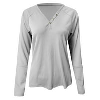 Entyinea moda plus veličina bluza za žene s dugim rukavima Okrugli izrez labavi Ležerne majica Siva