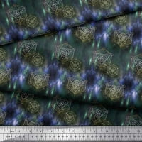 Soimoi Green Poly Georgette tkanini uplašeni geometrijskim galaksijskim tkaninskim otisci na širom dvorišta