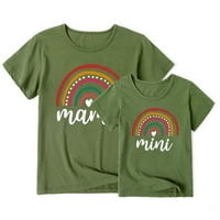 Porodična majka i kćer odgovarajući odjeću Rainbow tiskana majica TOPS TEE BluZA