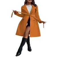 Elegantni obični rever dugih rukava narančasti ženski kaputi
