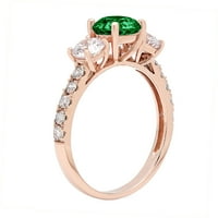 2.02ct okrugli rez zeleni simulirani smaragd 14K Rose Gold Goldivers Angažman kamena prstena veličine