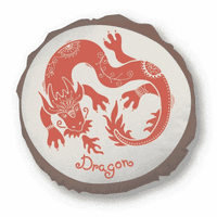 Godina zmajeva životinja Kina Zodijac Crveni okrugli bacač Jastuk za uređenje kućnog dekoracija Jastuk
