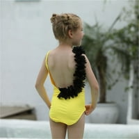 Djevojke Aaiymett kupaći djevojčice kupaći kupaći kostim slatki kupaći kostim s ruffles kupaćim kostimima prekrasnim kupaćem kostimu za djevojčice, žute 4- godine