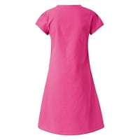 Bazyrey ženske haljine Ljeto kratki rukav Maxi haljine ženske čvrste casual obruče s V-izrezom ružičasto