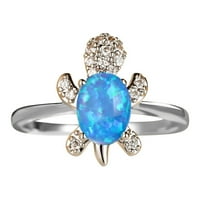 Fledorashia prstenovi za muškarce Očev dan Pokloni kreativni nakit W Hite Gold and Blue Diamond kornjače