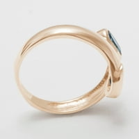 Britanci napravio 9k ružin zlato prirodni London Blue Topaz ženski prsten za bend - Opcije veličine - Veličina 11