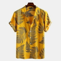 Muška list Ispis Havajska košulja Tropska plaža Pocket košulja Big i visoki Aloha Thirt s kratkim rukavima
