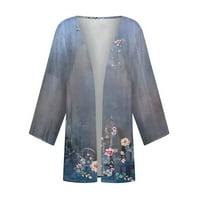 Bell rukava Kimono Cardigan za žensko mrežno panel Pure Color Casual Labavi, lagani pad za jesen Otvoreni