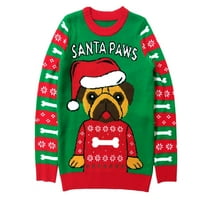 TStars Girls ružni božićni džemper Santa Paws Pug Kids Božićni poklon smiješne humore za odmor Xmas