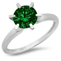 2CT okrugli rez zeleni simulirani smaragd 14k bijeli zlatni godišnjica za angažovanje prstena veličine