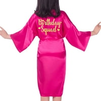 Dječji rođendanska djevojka kraljica košari mekani saten čista boja kimono ogrtači za spa centar za