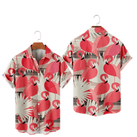 Pink Flamingos Boys Havajska majica cvjetni ispis kratkih rukava na vrhu odjeće za odmor za odmor do