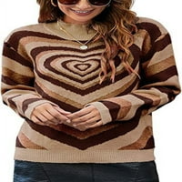 Gueuusu Ženski pulover Duksere, Ležerne prilike za issice na srce Drv dugih rukava Boja blok pletena