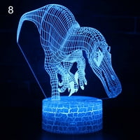 Welling 3D dinosaur Illusion Noćna svjetlo Boja LED dječji krevet za stol za stol svjetlosni poklon