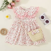 Rovga Toddler Djevojka haljina haljina haljina bez rukava cvjetna suknja ruffles slatki slatki haljina