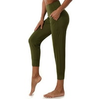 Ženska rastezanje joge gamaše fitness trčanje teretane Sportske džepove Aktivne hlače zelena l