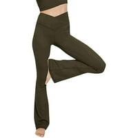 Ženska bljeskalica joga hlače v crossover visokog struka Bootcut joga gamaše Workout Gym hlače