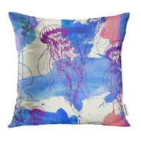 Sažetak jellyfish raster sa akvarelom morskim kolekcijom Životinje Prekrasna crtač jastučni jastuk Jastuk