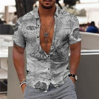 Daqian Muns Majice Clearence Muška modna casual tipke Hawaii Ispis Isključivanje kratkih rukava bluza