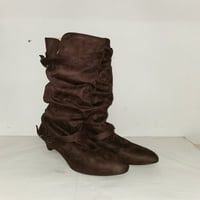Avamo dame casual mid-calf boot okrugli nožni blok potpetice za cipele za zabavu modna povlačenja zimskih