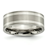 Le & Lu Drisel Titanium Sterling Silver Inlay ravni brušeni prsten